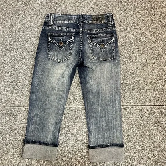Vigoss Capri Studded Thick Stitch Distressed Jeans Womens Size 1 Blue - Picture 13 of 13